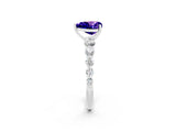 White gold Heart Cut Solitaire Tanzanite Ring with Pave Band and Four-Prong Setting_2