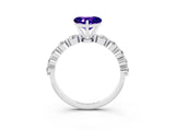 White gold Heart Cut Solitaire Tanzanite Ring with Pave Band and Four-Prong Setting_3