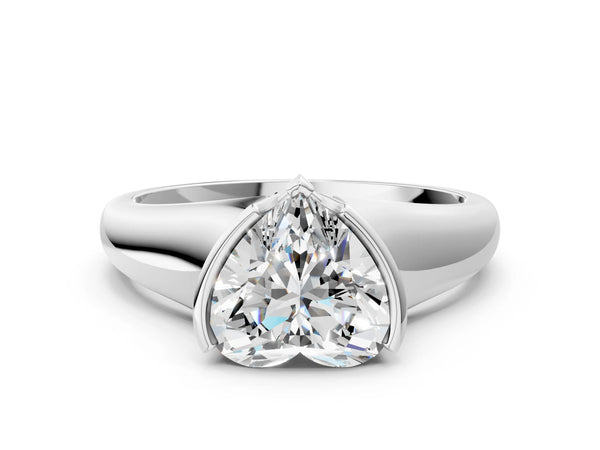 White gold Round Solitaire Tension Set Diamond Ring with Split Shank Band