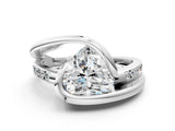 White gold Heart Cut Solitaire Tension-Set Diamond Split Shank Ring_425