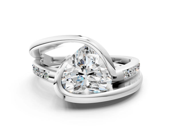 Platinum Round Solitaire Tension-Set Diamond Split Shank Ring