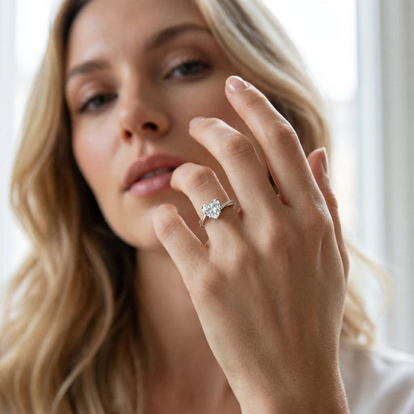 White Gold Heart-Shaped Bypass Solitaire Engagement Ring Setting with Plain Twist Band