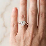 White gold Heart Cut Solitaire Twist Band Ring with Four-Prong Setting_102