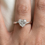 White gold Heart Cut Solitaire Twist Band Ring with Four-Prong Setting_102