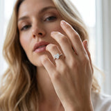 White gold Heart Cut Solitaire Twist Band Ring with Four-Prong Setting_104