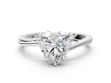 White gold Heart Cut Solitaire Twist Band Ring with Four-Prong Setting_76