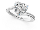 White gold Heart Cut Solitaire Twist Band Ring with Four-Prong Setting_79