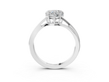 White gold Heart Cut Solitaire Twist Band Ring with Four-Prong Setting_79