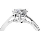 White gold Heart Cut Solitaire Twist Band Ring with Four-Prong Setting_80