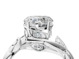 White gold Heart Cut Solitaire Twist Engagement Ring with Leaf Accents and Prong Setting_11
