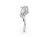 White gold Heart Cut Solitaire Twist Engagement Ring with Leaf Accents and Prong Setting_21
