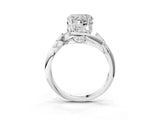 White gold Heart Cut Solitaire Twist Engagement Ring with Leaf Accents and Prong Setting_22