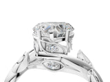 White gold Heart Cut Solitaire Twist Engagement Ring with Leaf Accents and Prong Setting_23