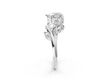 White gold Heart Cut Solitaire Twist Engagement Ring with Leaf Accents and Prong Setting_9