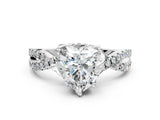Silver 1.17 Carat D VS1 Round Solitaire Twist Pave Diamond Engagement Ring with Prong Setting
