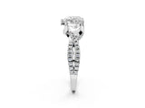White gold Heart Cut Solitaire Twist Pave Diamond Engagement Ring with Prong Setting_319