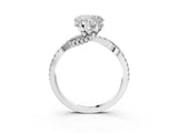 White gold Heart Cut Solitaire Twist Pave Diamond Engagement Ring with Prong Setting_320