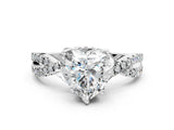 White gold Heart Cut Solitaire Twist Pave Diamond Engagement Ring with Prong Setting_323