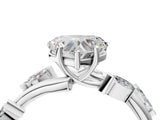 White gold Heart Cut Solitaire Twisted Band Marquise Accent Prong Setting Ring_100