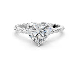 White gold Heart Cut Solitaire Twisted Band with Four-Prong Setting_157
