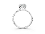 White gold Heart Cut Solitaire Twisted Band with Four-Prong Setting_161