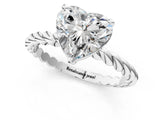 White gold Heart Cut Solitaire Twisted Band with Four-Prong Setting_163
