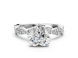 White gold Heart Cut Solitaire Twisted Pave Band with Four-Prong Setting_4
