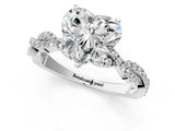White gold Heart Cut Solitaire Twisted Pave Band with Four-Prong Setting_5