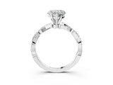 White gold Heart Cut Solitaire Twisted Pave Band with Four-Prong Setting_7
