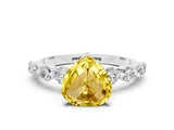 White gold Heart Cut Solitaire Yellow Sapphire Ring with Pave Band and Four-Prong Setting_24