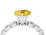 White gold Heart Cut Solitaire Yellow Sapphire Ring with Pave Band and Four-Prong Setting_28
