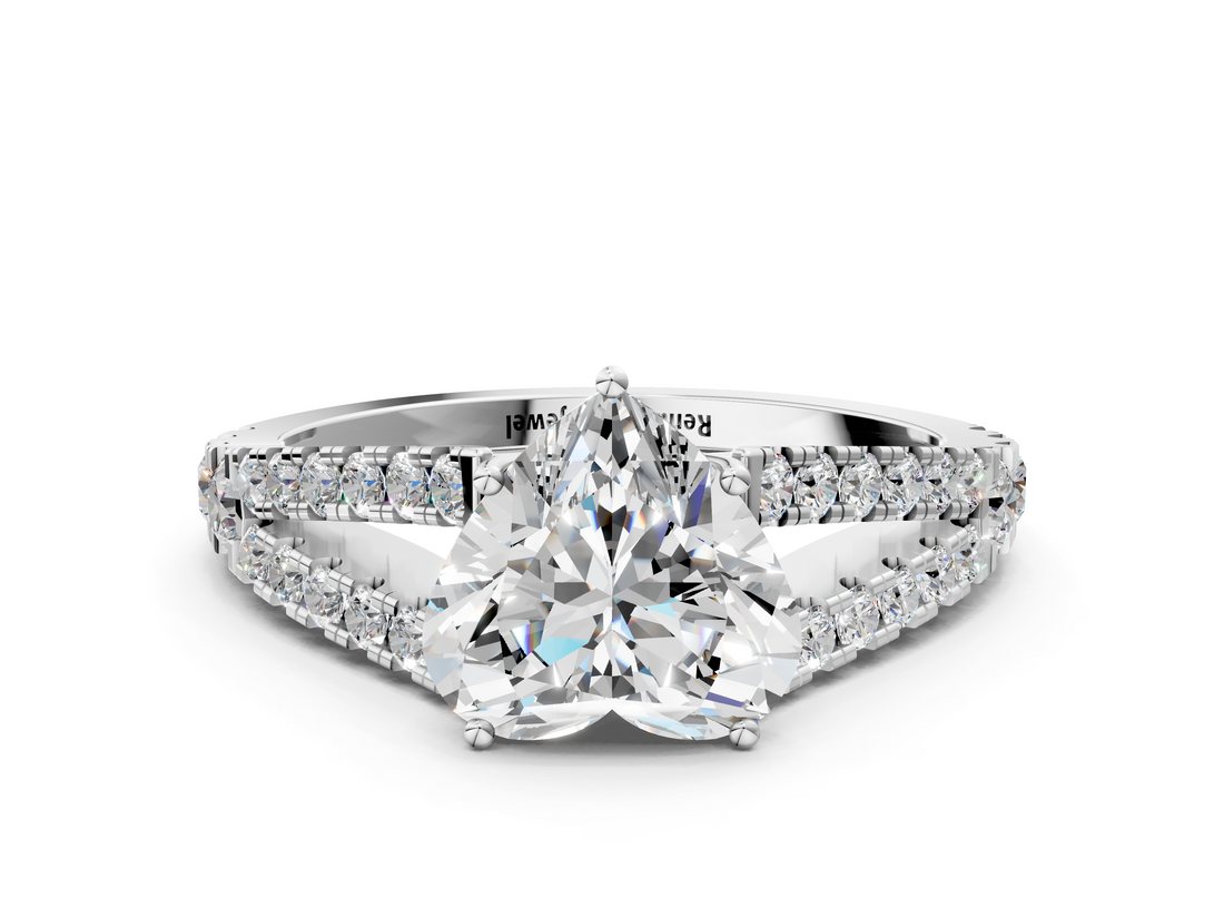 White gold Heart Cut Split Shank Pave Diamond Engagement Ring with Four-Prong Setting_28