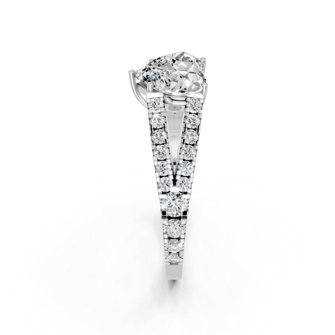 White gold Heart Cut Split Shank Pave Engagement Ring with Four-Prong Setting_10