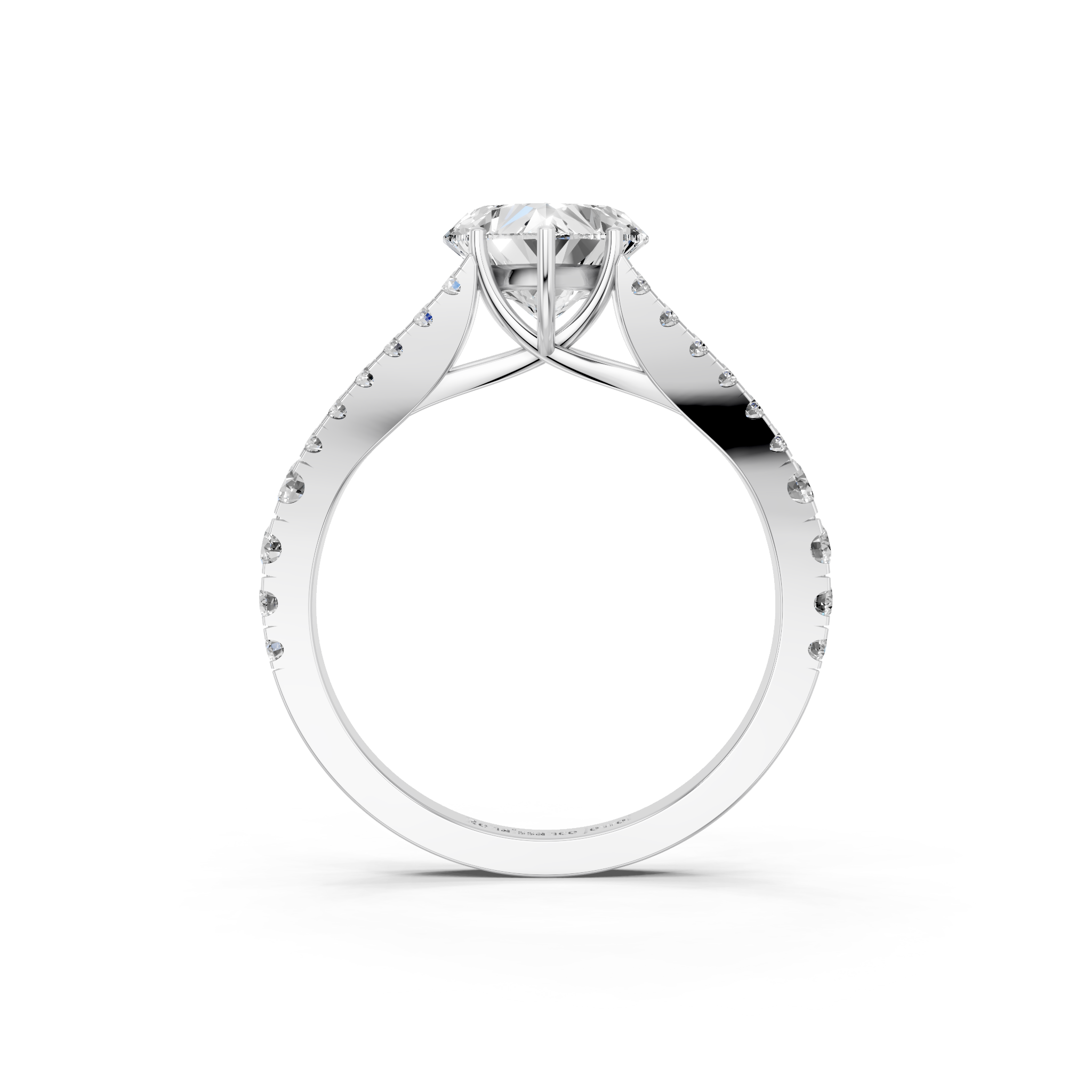 White gold Heart Cut Split Shank Pave Engagement Ring with Four-Prong Setting_11