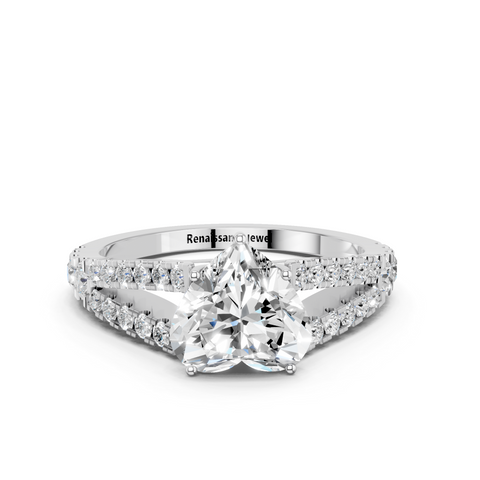 White gold Heart Cut Split Shank Pave Engagement Ring with Four-Prong Setting_17