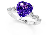 White gold Heart Cut Tanzanite Cluster Side Stone Solitaire Ring with Prong Setting_25
