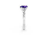 White gold Heart Cut Tanzanite Cluster Side Stone Solitaire Ring with Prong Setting_26