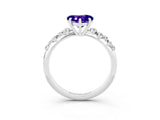 White gold Heart Cut Tanzanite Cluster Side Stone Solitaire Ring with Prong Setting_27