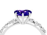 White gold Heart Cut Tanzanite Cluster Side Stone Solitaire Ring with Prong Setting_28