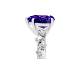 White gold Heart Cut Tanzanite Cluster Side Stone Solitaire Ring with Prong Setting_29