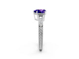 White gold Heart Cut Tanzanite Engagement Ring with Milgrain Channel Set Band and Prong Setting_2