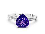 White gold Heart Cut Tanzanite Engagement Ring with Side Stone Accents and Four-Prong Setting_72