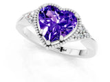 White gold Heart Cut Tanzanite Halo Ring with Tapered Band and Four-Prong Setting_1