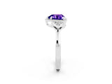 White gold Heart Cut Tanzanite Halo Ring with Tapered Band and Four-Prong Setting_2