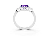 White gold Heart Cut Tanzanite Halo Ring with Tapered Band and Four-Prong Setting_3
