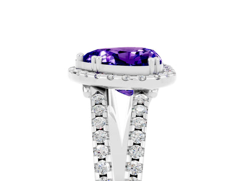 White gold Heart Cut Tanzanite Halo Split Shank Engagement Ring_17