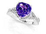 White gold Heart Cut Tanzanite Halo Twist Band Solitaire Prong Setting Ring_1