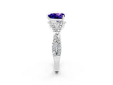 White gold Heart Cut Tanzanite  Halo Twist Band Solitaire Prong Setting Ring_26