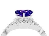 White gold Heart Cut Tanzanite  Halo Twist Band Solitaire Prong Setting Ring_28