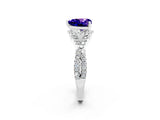 White gold Heart Cut Tanzanite Halo Twist Band Solitaire Prong Setting Ring_2